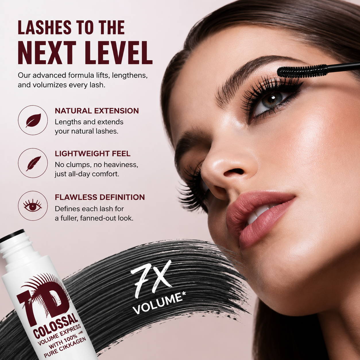 🔥Limited-time offer✨7D Colossal Mascara – 7X Volume, 24H Waterproof & Smudge-Proof