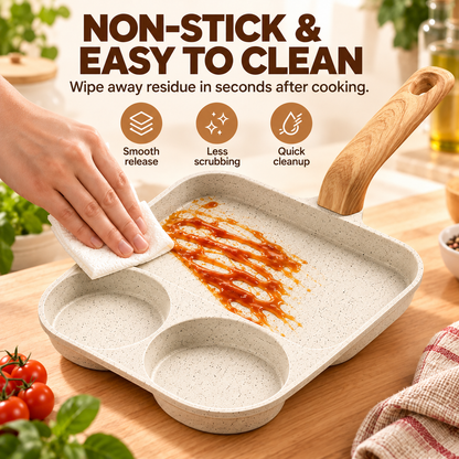 🍳 3-In-1 Split Non-Stick Frying Pan - Divided Breakfast Skillet for Eggs & Burgers 🥞