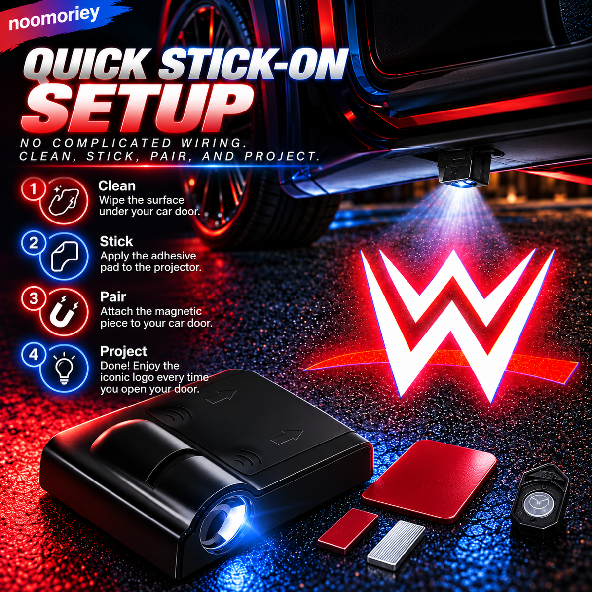 Car Door Welcome Projector Lights – Motion-Activated LED Laser Logo & Ambient Lighting