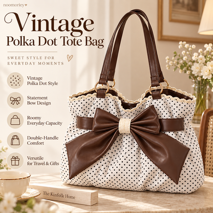 Women's Vintage Polka Dot Tote Bag