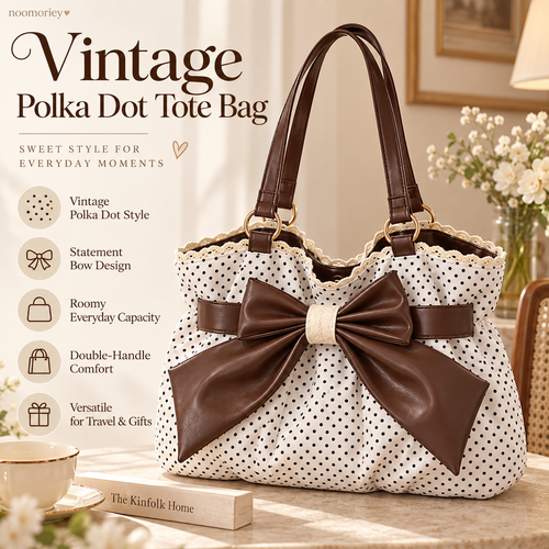 Women's Vintage Polka Dot Tote Bag