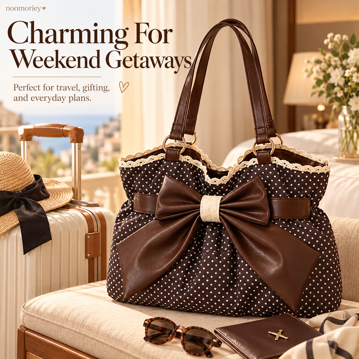 Women's Vintage Polka Dot Tote Bag