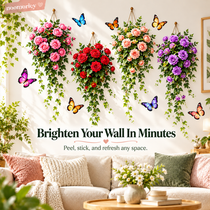 3D Rose Vine Wall Decals – Self-Adhesive Floral Wall Stickers for Bedroom & Living Room Decor