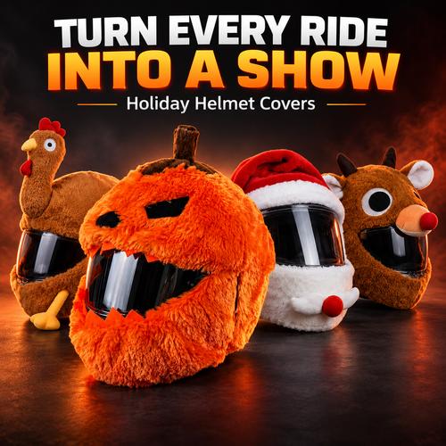 😂 Funny Plush Motorcycle Helmet Cover🏍️   – Eye-Catching Cartoon Full-Face Helmet Accessory