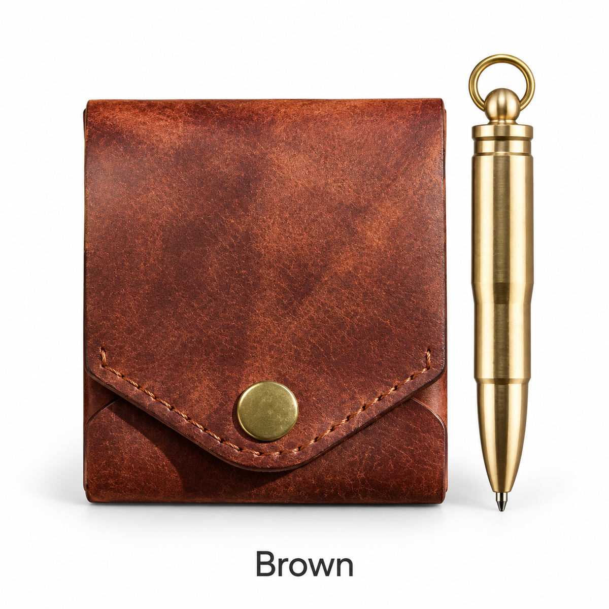 Vintage Handmade Leather Wallet With Pen Slot