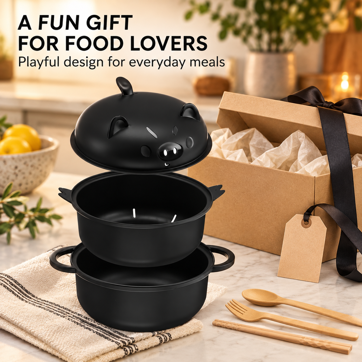 🔥Kitchenware Tableware Value Pack with Strainer Lid, Handle, Utensils (Spoon, Fork, Chopsticks)