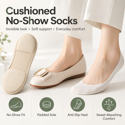 🧦 Cushioned No-Show Socks with Padded Support for Everyday Walking Comfort