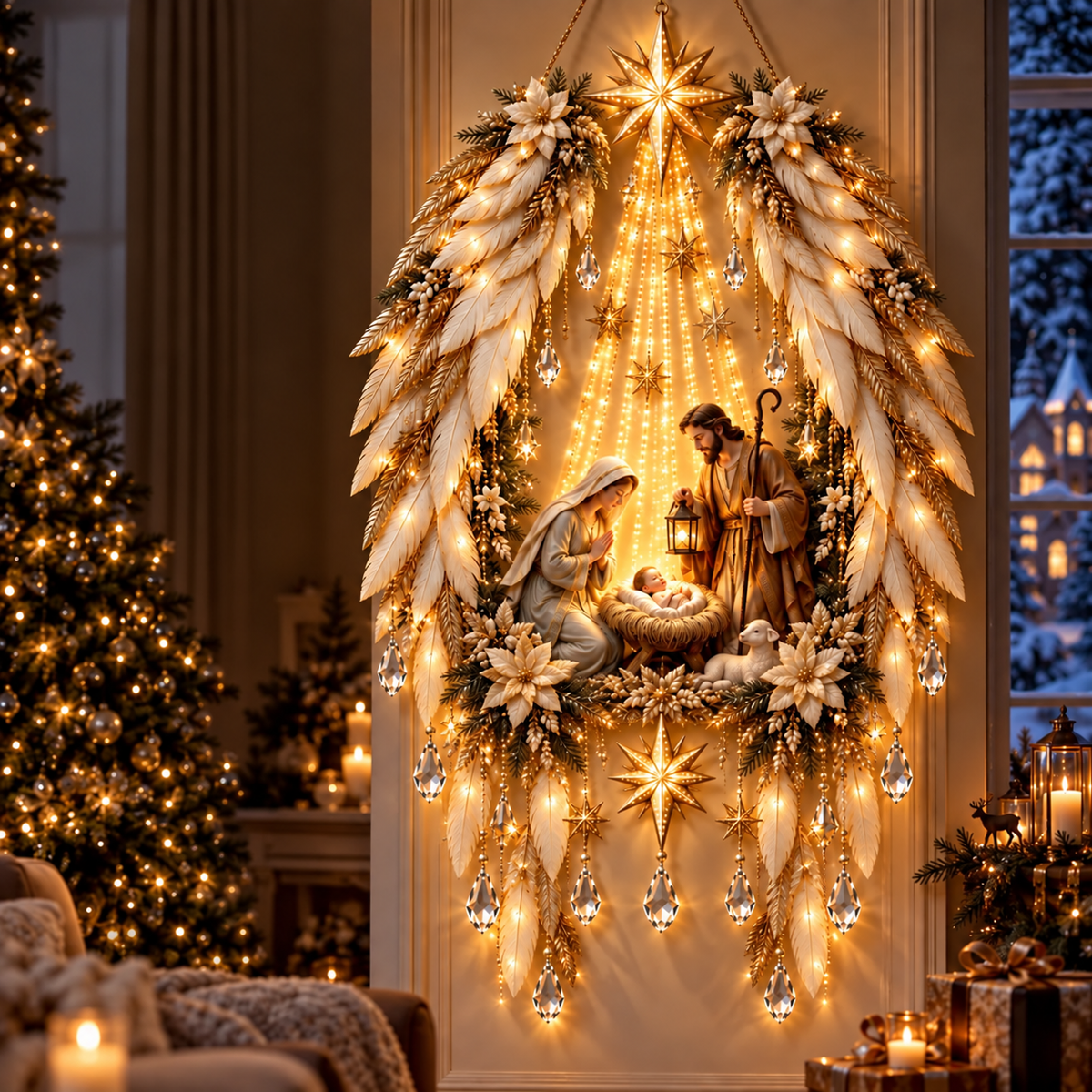 ✝️Sacred Glow – Jesus, Angel & Nativity Lighted Wall Décor