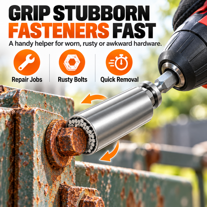 ⚙️ 7–19mm Universal Socket – Self-Adjusting Tool for Nuts & Bolts🧰