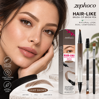 6D Hair-Like Finish Multi-Use Unisex 2-in-1 Brows & Beard Pen, Waterproof Wear, Smudge-Proof, 3ML Long-Lasting Ink for Natural Fuller Look