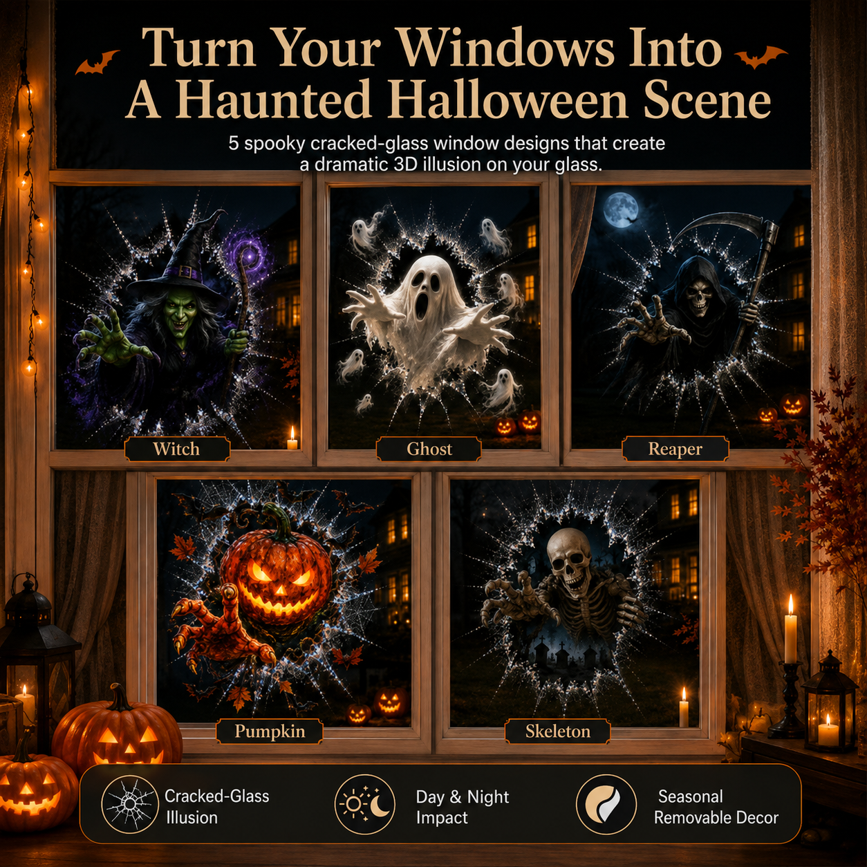 👻Halloween Day 50% Off -🎃 3D Haunted Window Break-In™ Halloween Clings