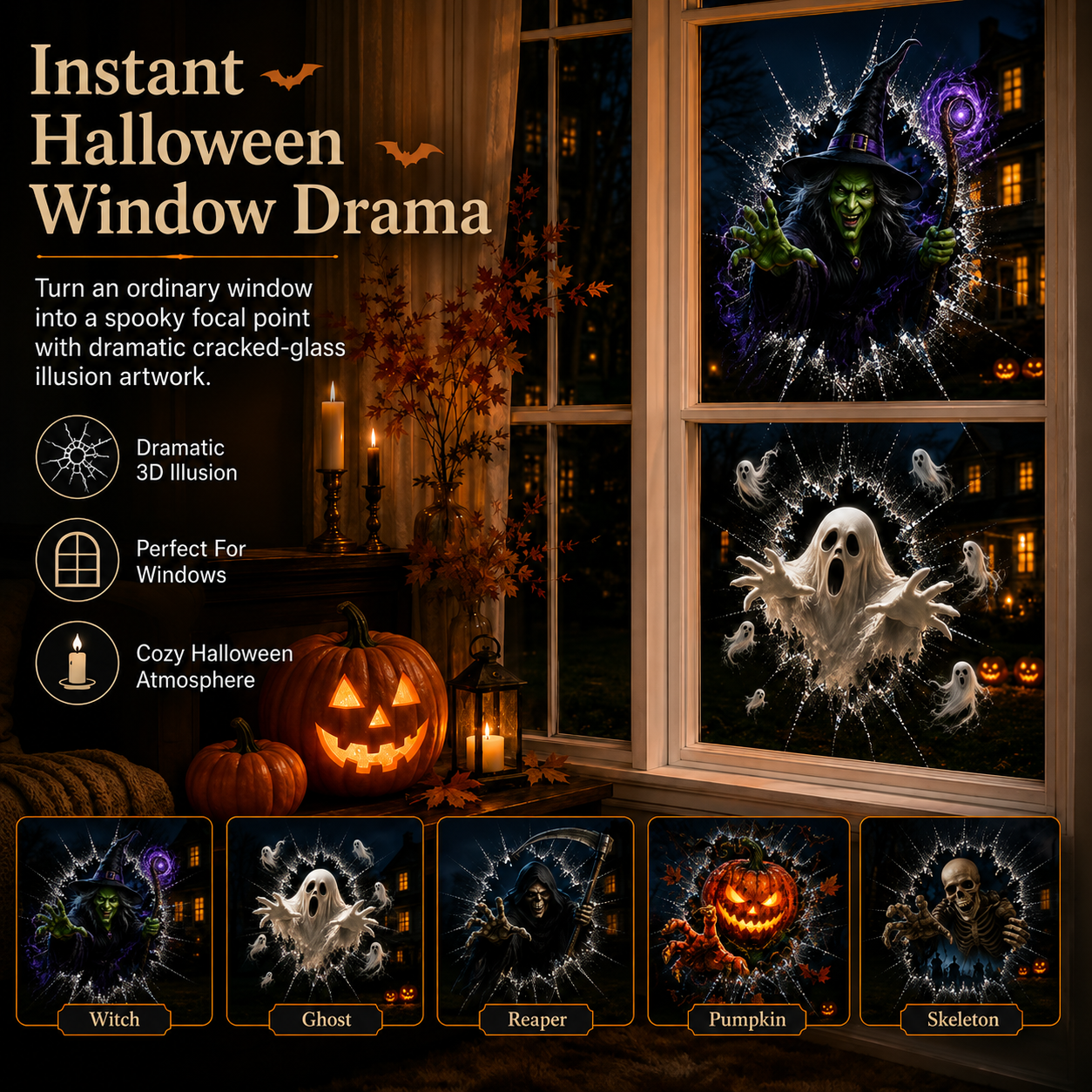 👻Halloween Day 50% Off -🎃 3D Haunted Window Break-In™ Halloween Clings