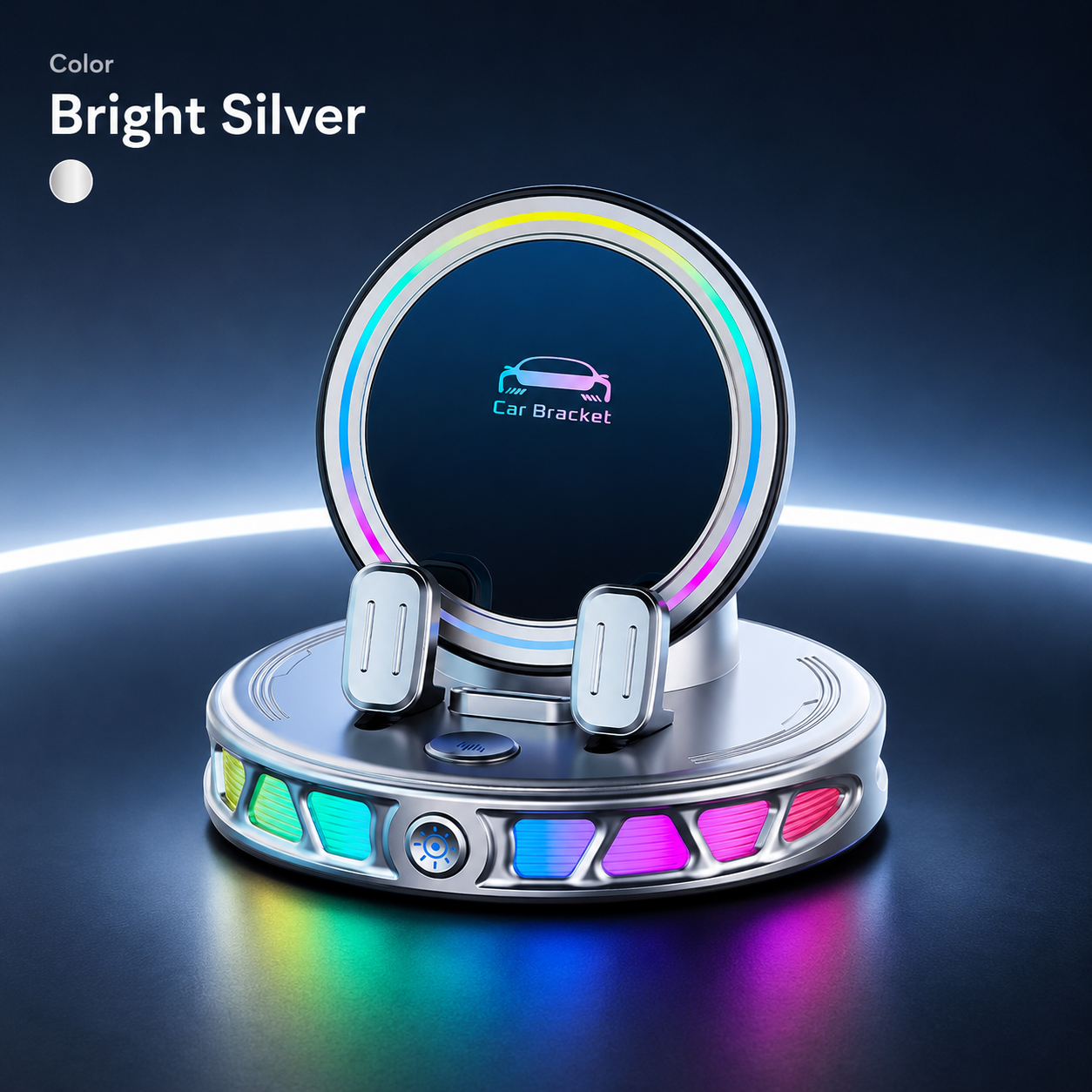 360° Rotating Wireless Charging Car Phone Mount with RGB Ambient Light