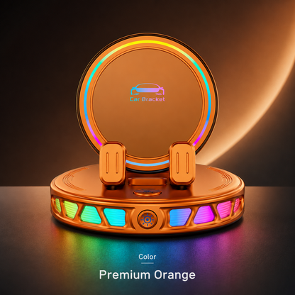 360° Rotating Wireless Charging Car Phone Mount with RGB Ambient Light