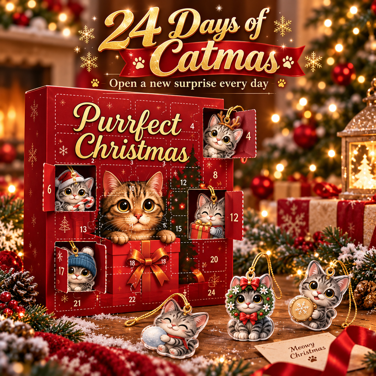 🐱 Purrfect Christmas Advent Calendar 2026 – 24 Days of Cat Ornaments 🎄