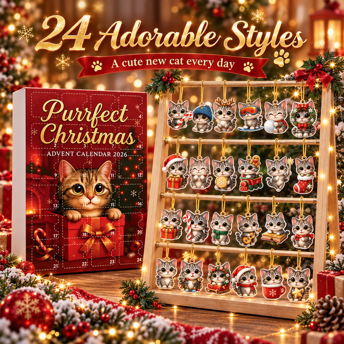 🐱 Purrfect Christmas Advent Calendar 2026 – 24 Days of Cat Ornaments 🎄