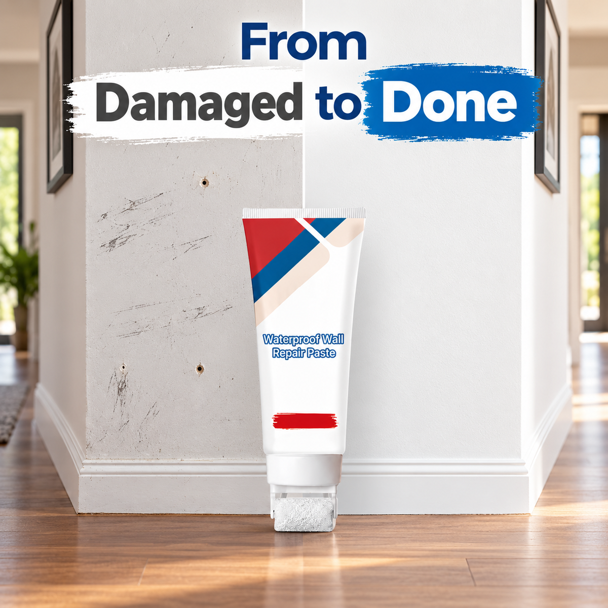 🥳2026 HOT SALE🥳💞50K+ SOLD! 🥩🍴 48% OFF!All-in-One Wall Repair Paste with Roller Brush