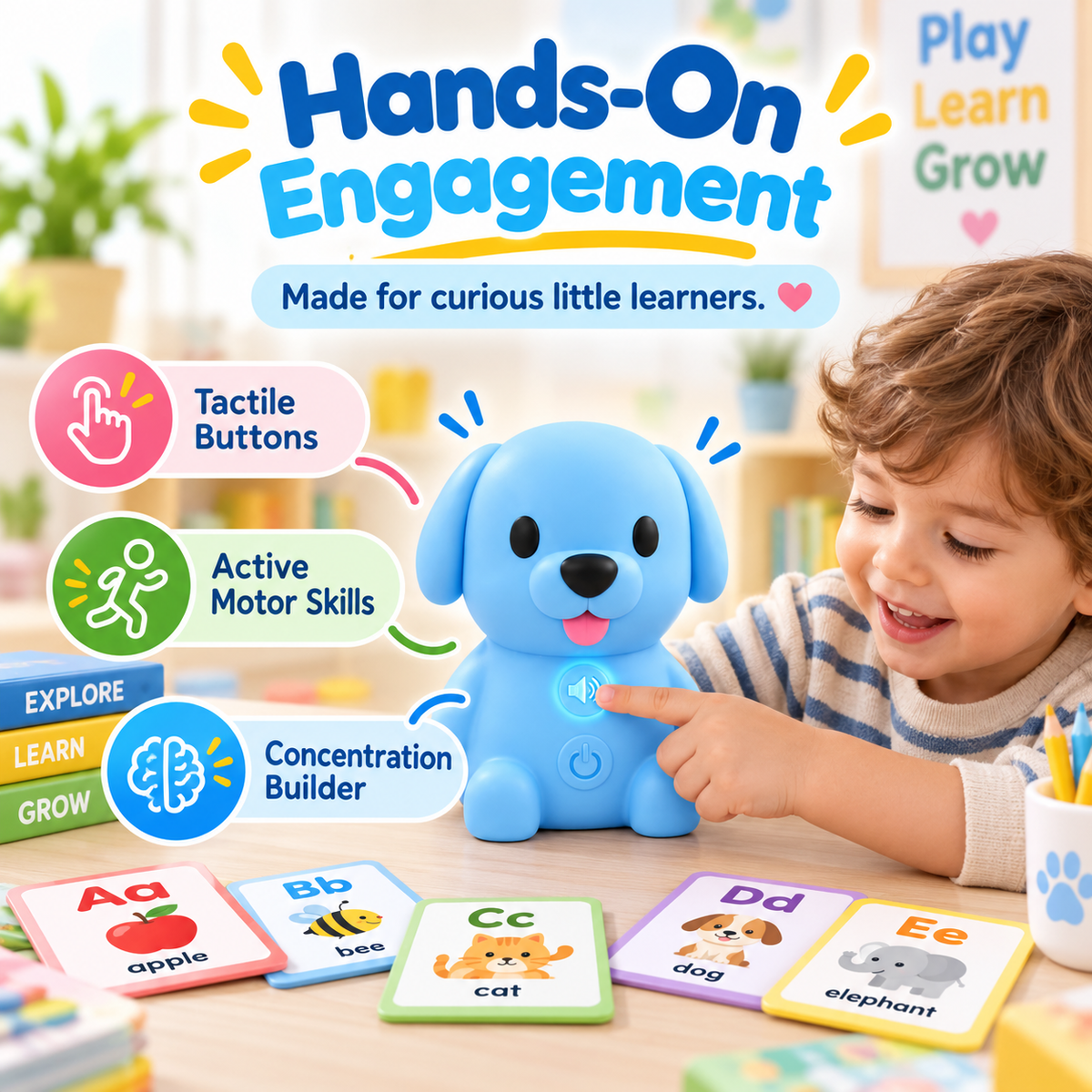 🔥 50% OFF Today 🎧 Talking Phonics Flash Card Set for Kids Smart Learning Toy with Voice Recognition