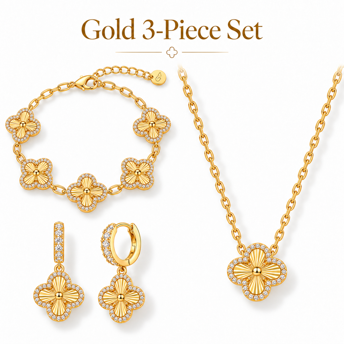 14K Gold-Plated Four-Leaf Clover Bracelet – Lucky Charm Jewelry for Women