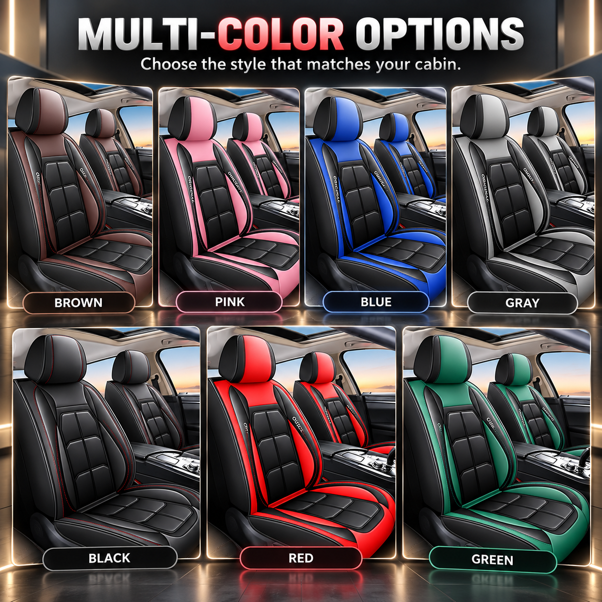 🏎️ 5-Seater Universal Leather Car Seat Cover Set