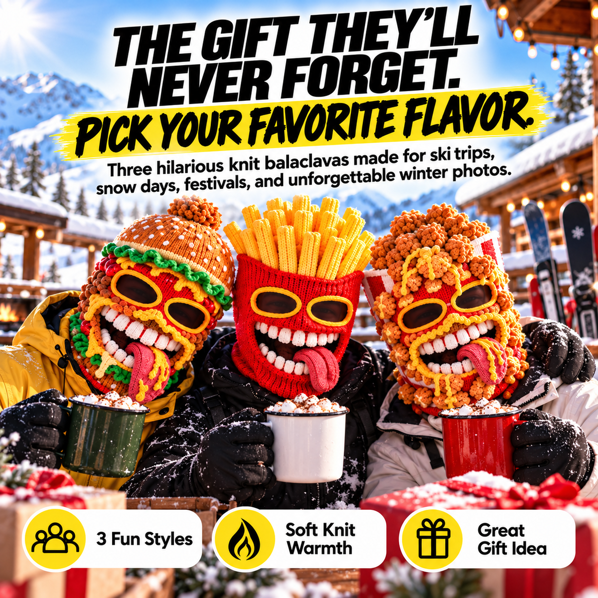 🤣🤣Funny Food Knit Balaclava – Warm Full-Face Ski Mask for Winter Adventures