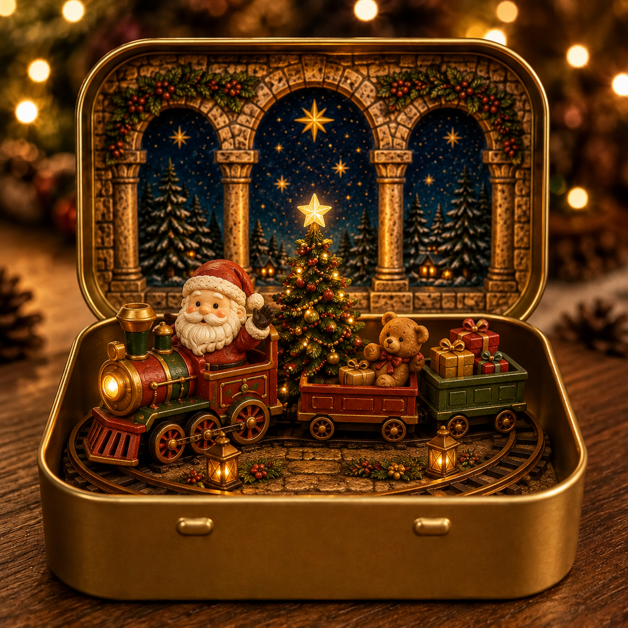 🎄 Tiny Christmas Wonderland in a Tin – Miniature Holiday Village Keepsake & Christmas Gift 🎁