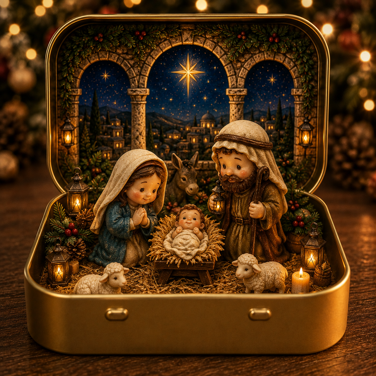 🎄 Tiny Christmas Wonderland in a Tin – Miniature Holiday Village Keepsake & Christmas Gift 🎁