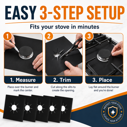 ♻️ Reusable Gas Stove Burner Liners – Cut-to-Fit Stove Protector Mats