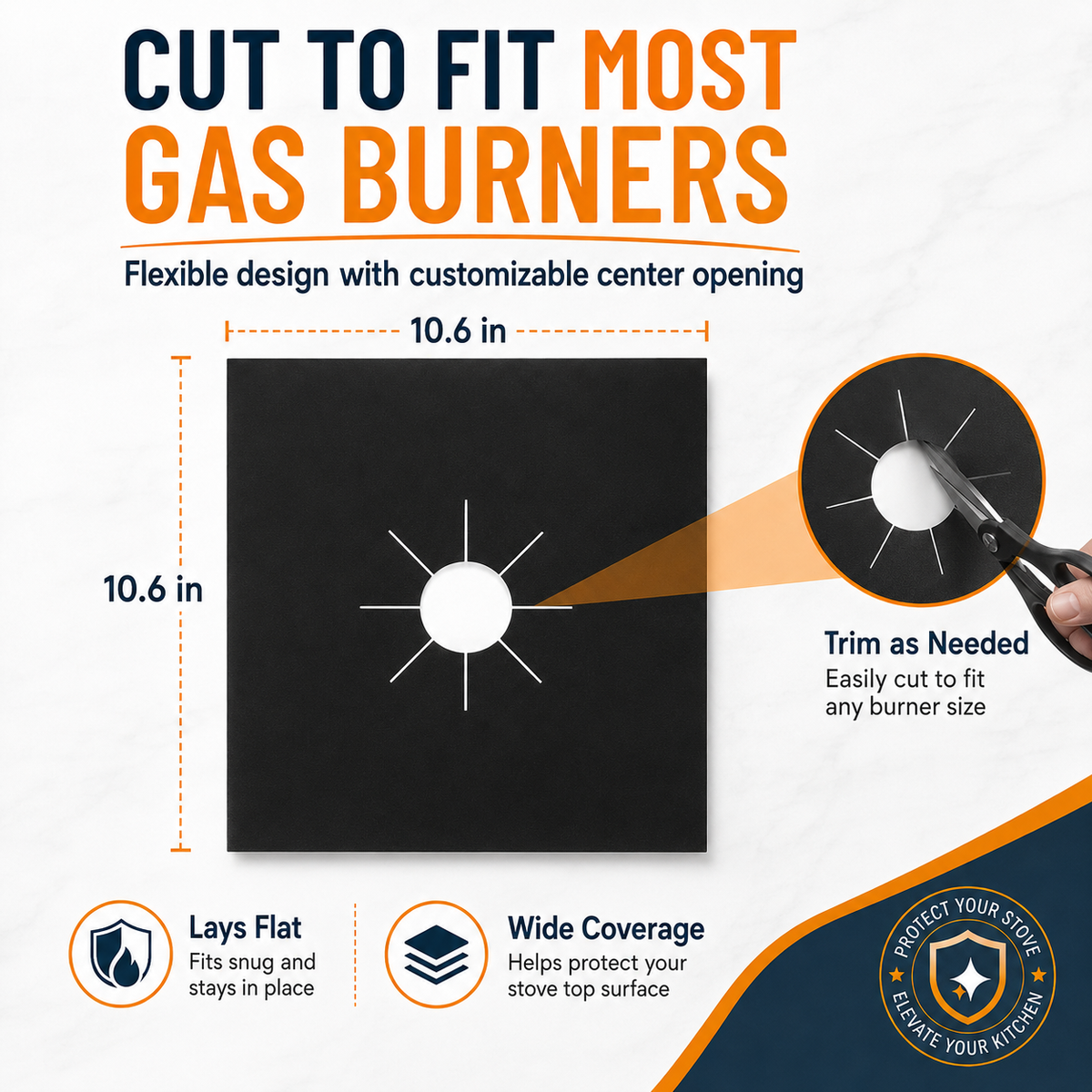 ♻️ Reusable Gas Stove Burner Liners – Cut-to-Fit Stove Protector Mats