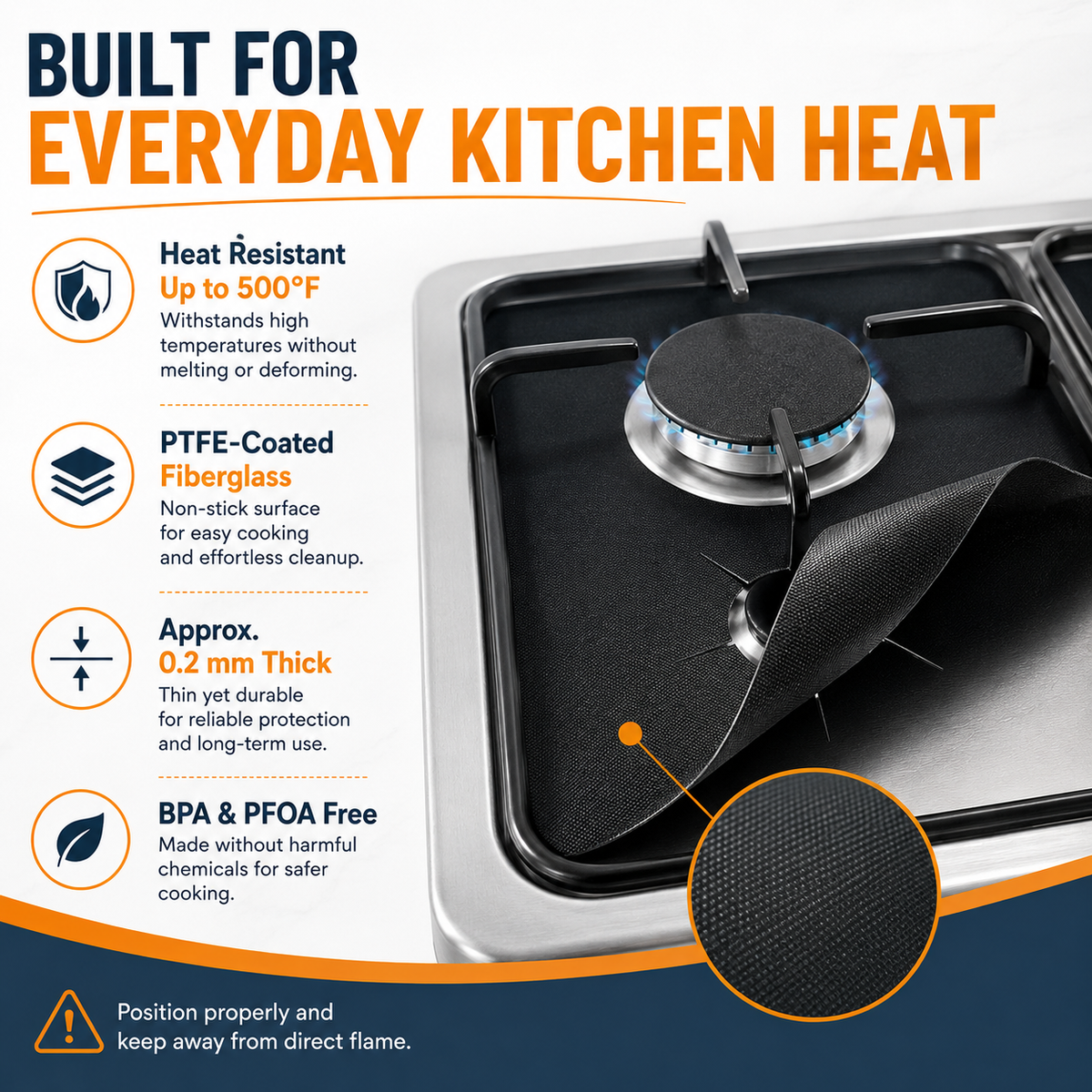 ♻️ Reusable Gas Stove Burner Liners – Cut-to-Fit Stove Protector Mats