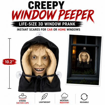 👻 Peeping Face Window Prank Prop – Realistic Halloween Suction Cup Scare Decoration