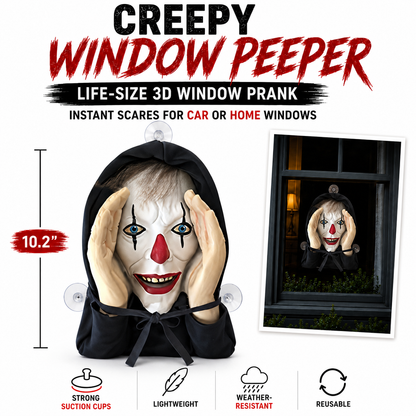 👻 Peeping Face Window Prank Prop – Realistic Halloween Suction Cup Scare Decoration