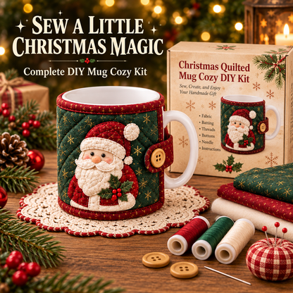 🎄☕️DIY Christmas Mug Cozy Sewing Kit🧵 – Create Your Own Festive Mug Cover✨❤️Add Cozy Holiday Charm to Your Favorite Mug🎉