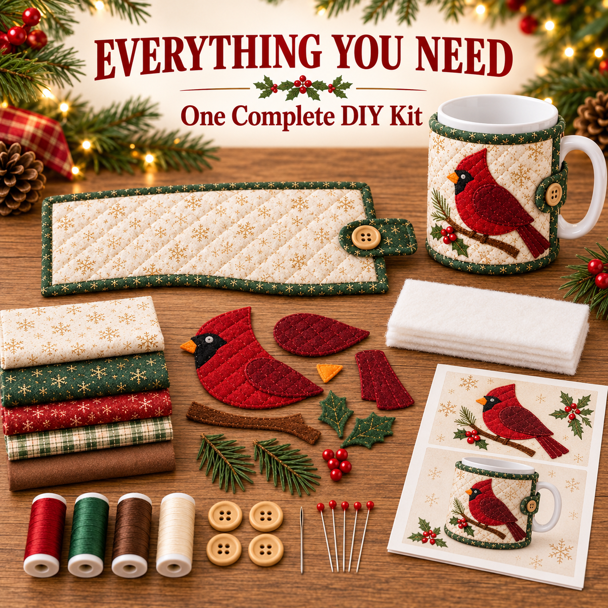 🎄☕️DIY Christmas Mug Cozy Sewing Kit🧵 – Create Your Own Festive Mug Cover✨❤️Add Cozy Holiday Charm to Your Favorite Mug🎉