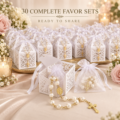 🙏 Bulk Rosary Bracelet Pack | 30 Bracelets + 30 Pouches + 30 Gift Boxes + 30 Cards Gifting