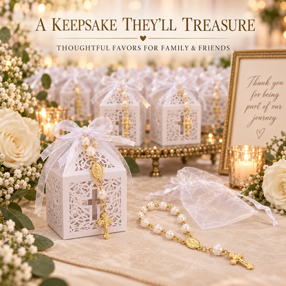 🙏 Bulk Rosary Bracelet Pack | 30 Bracelets + 30 Pouches + 30 Gift Boxes + 30 Cards Gifting