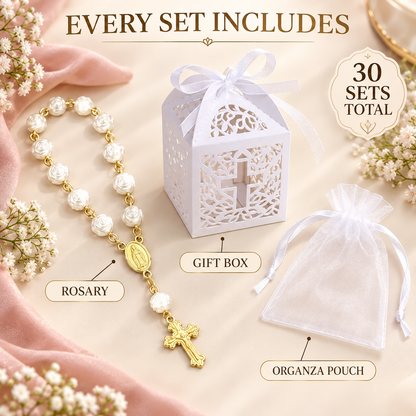 🙏 Bulk Rosary Bracelet Pack | 30 Bracelets + 30 Pouches + 30 Gift Boxes + 30 Cards Gifting