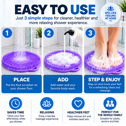 🦶 Hands-Free Shower Foot Scrubber Mat – Deep Clean & Massage Your Feet While You Shower