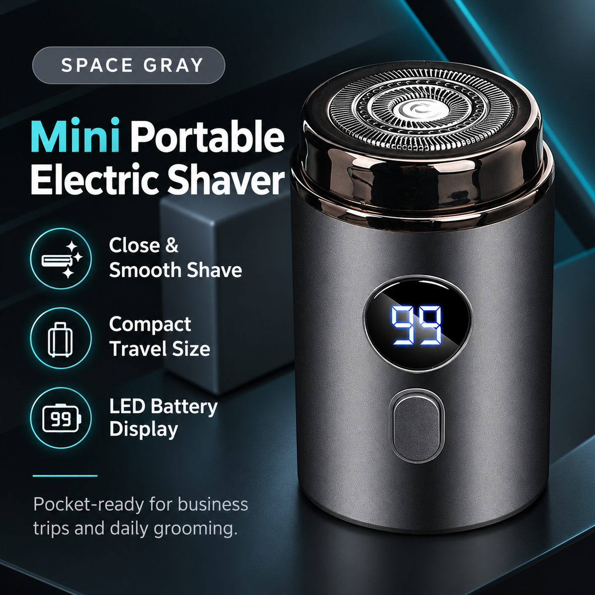 ⚡ Mini Electric Shaver – Pocket-Size Rechargeable Razor with LED Display