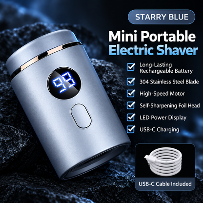 ⚡ Mini Electric Shaver – Pocket-Size Rechargeable Razor with LED Display