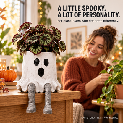 🎃 Halloween Sitting Planter with Dangling Legs – Cute Spooky Character Plant Pot for Fall Home Decor & Plant Lovers Gift