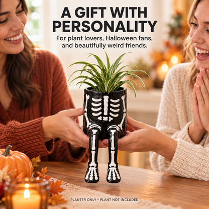 🎃 Halloween Sitting Planter with Dangling Legs – Cute Spooky Character Plant Pot for Fall Home Decor & Plant Lovers Gift