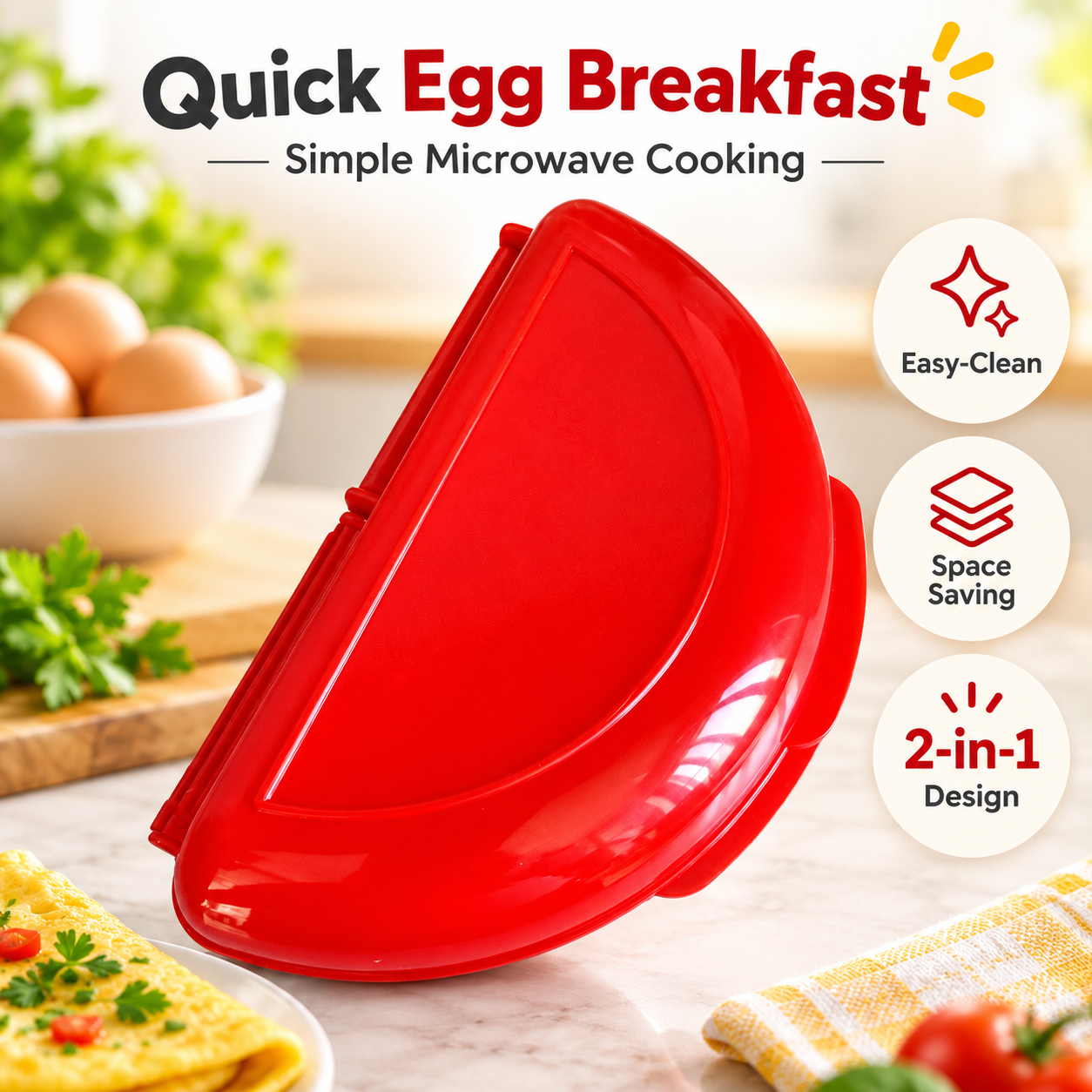 🍳 2-in-1 Microwave Omelet Maker & Egg Cooker – Quick Breakfast Tool