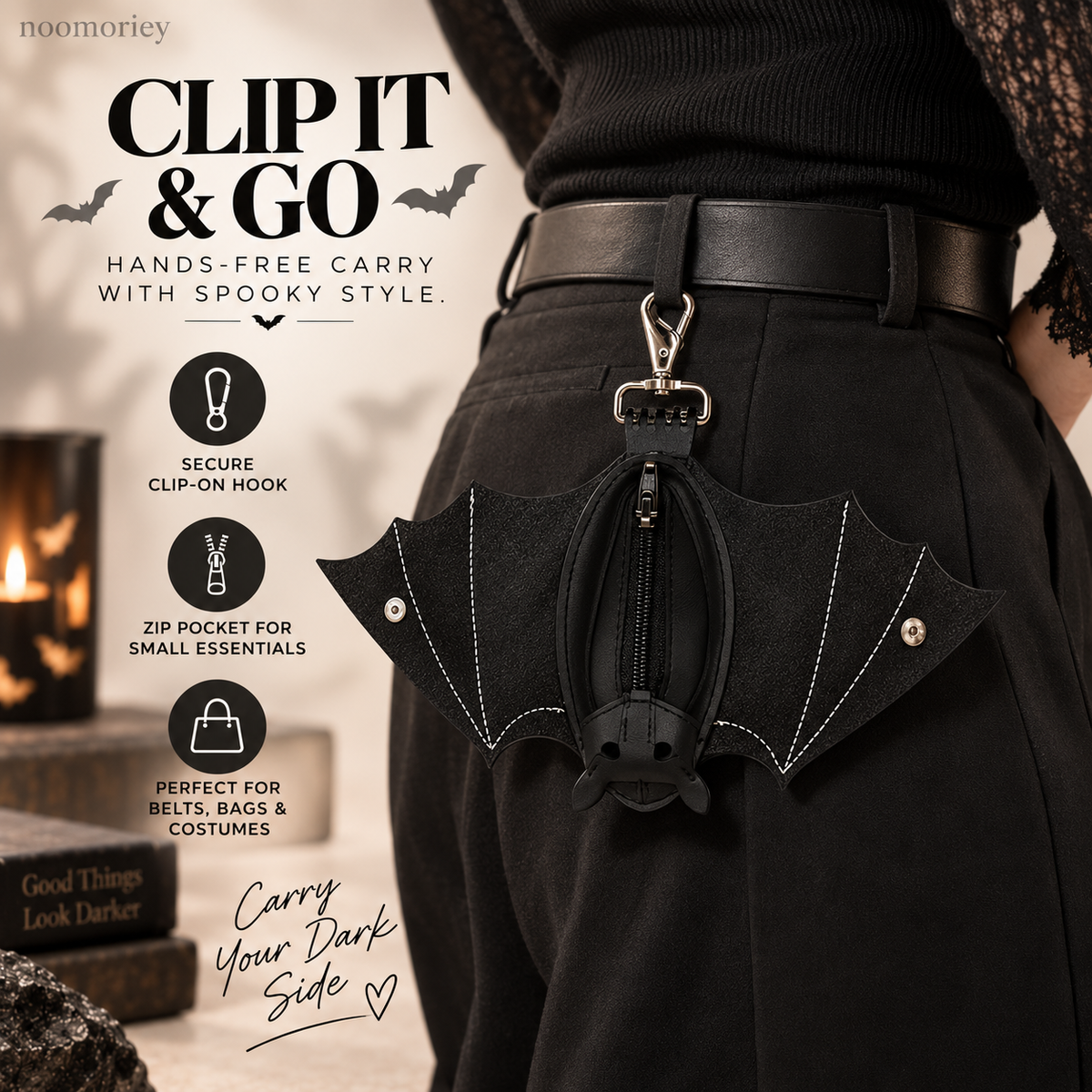 Bat Shaped Gothic Faux Leather Compact Wallet