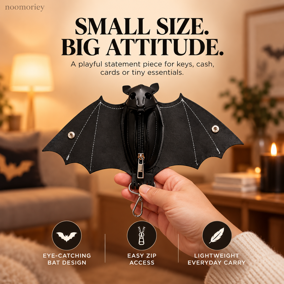 Bat Shaped Gothic Faux Leather Compact Wallet