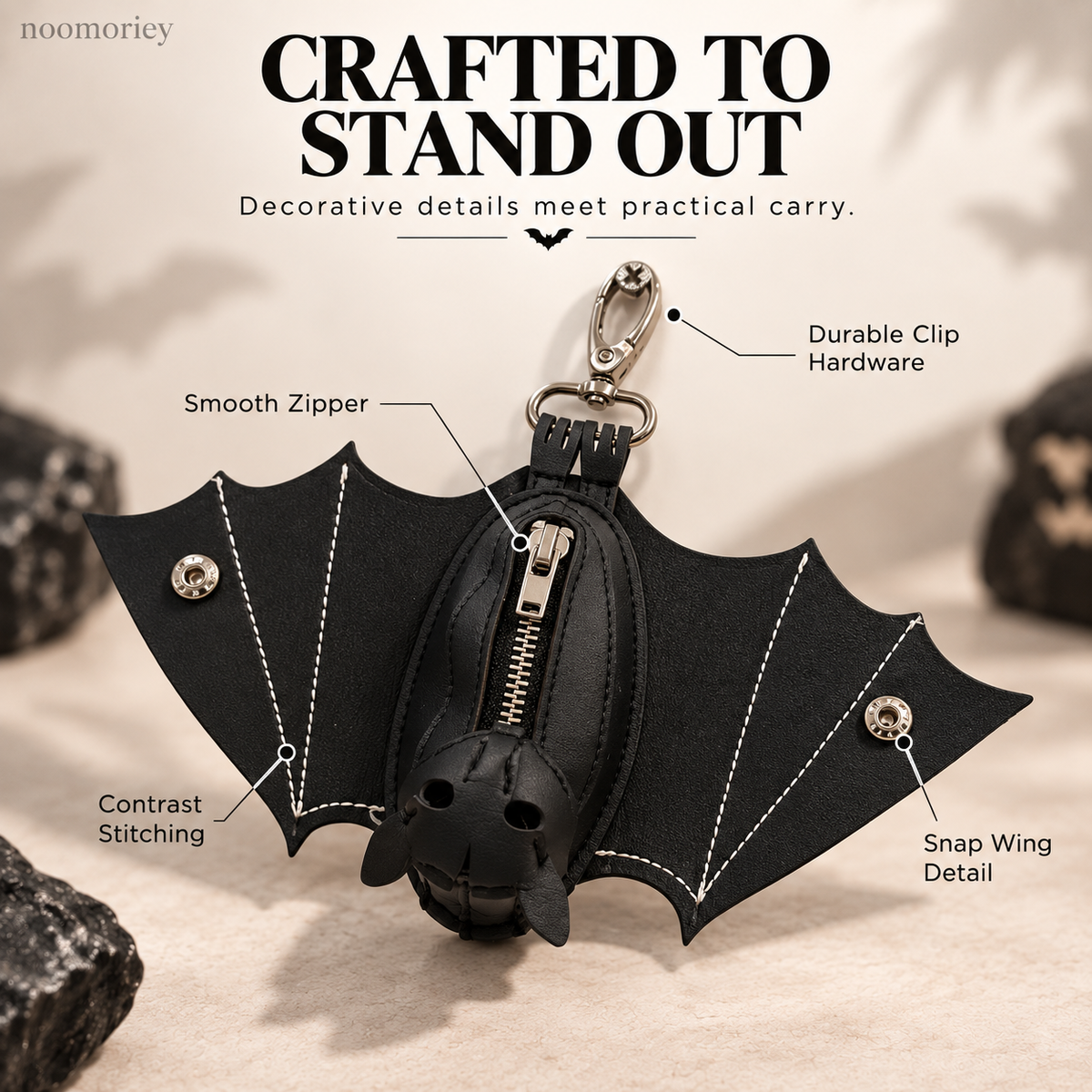 Bat Shaped Gothic Faux Leather Compact Wallet