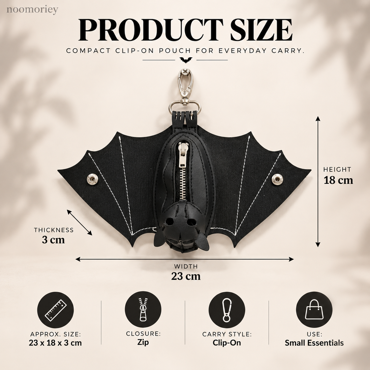Bat Shaped Gothic Faux Leather Compact Wallet