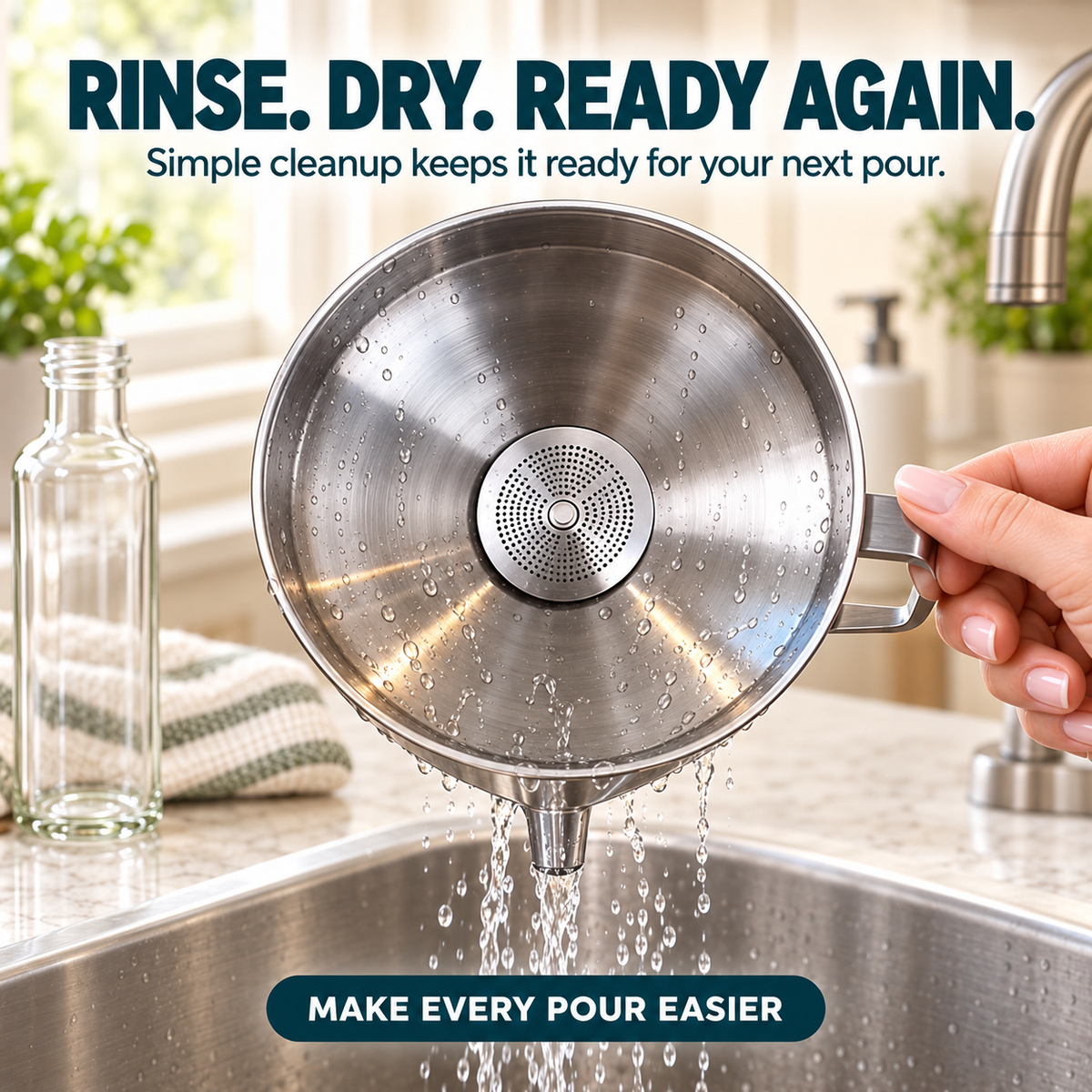 🥄Stainless Steel Kitchen Funnel Pour, Strain & Transfer Without the Mess