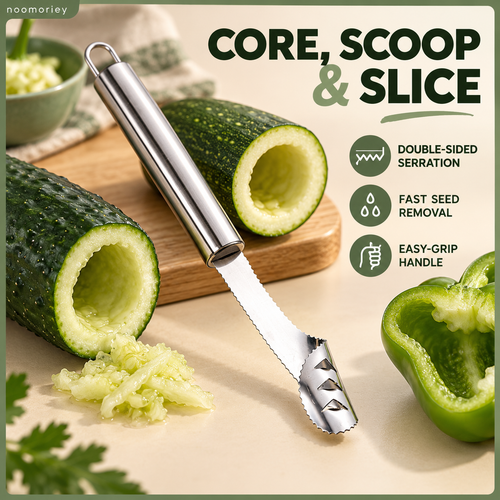 Stainless steel seed remover and pit tool, labor-saving fast seed removal cutting tool, easy-to-clean chili slicer and kitchen utensil for fruits, suitable for home cooking preparation
