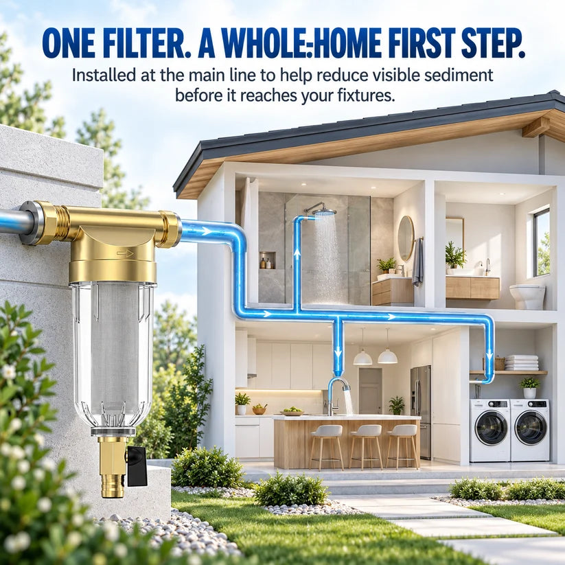 💧 50% OFF Today! Whole House Sediment Water Filter for Cleaner Plumbing & Fresher Daily Water